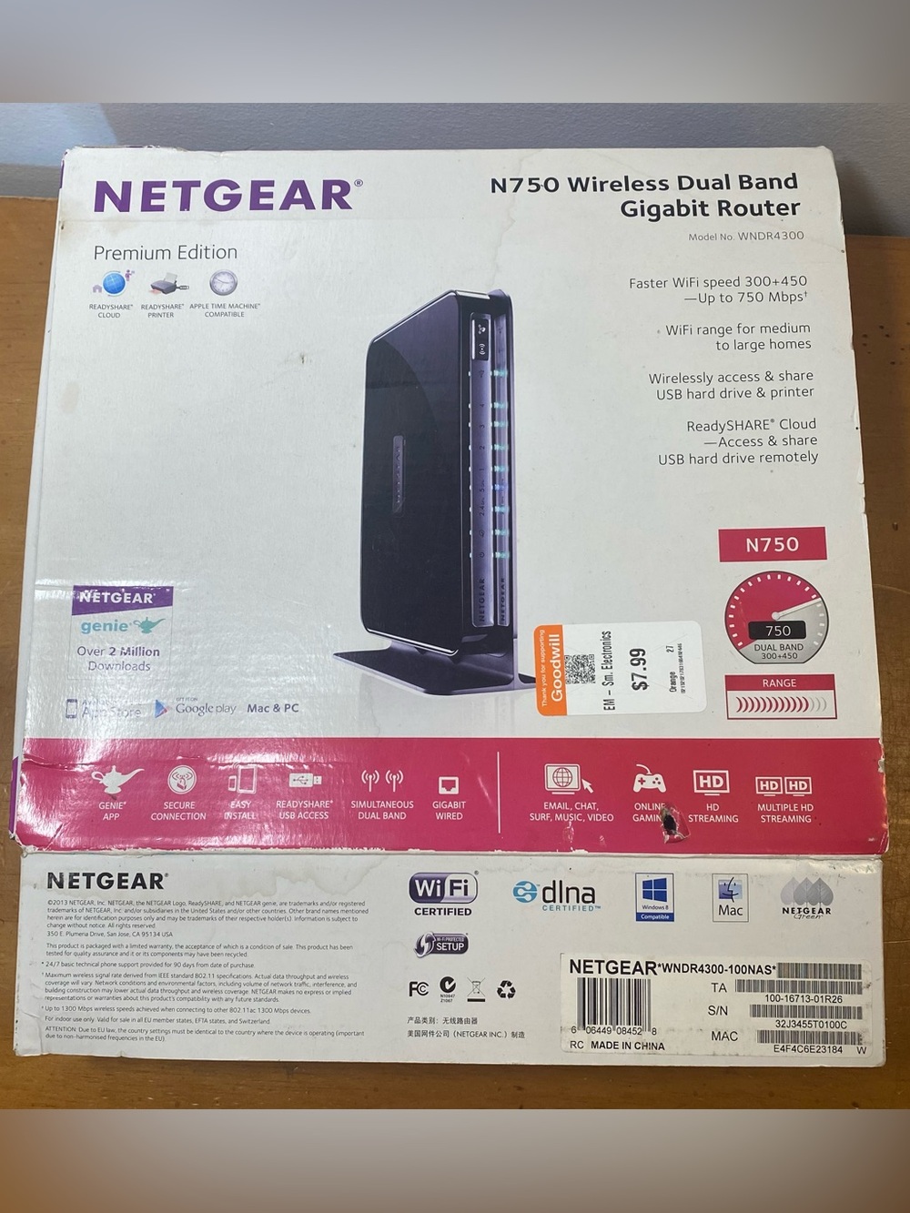 NETGEAR N750 WiFi 300+450Mbps Dual Band Gigabit Router (WNDR4300)